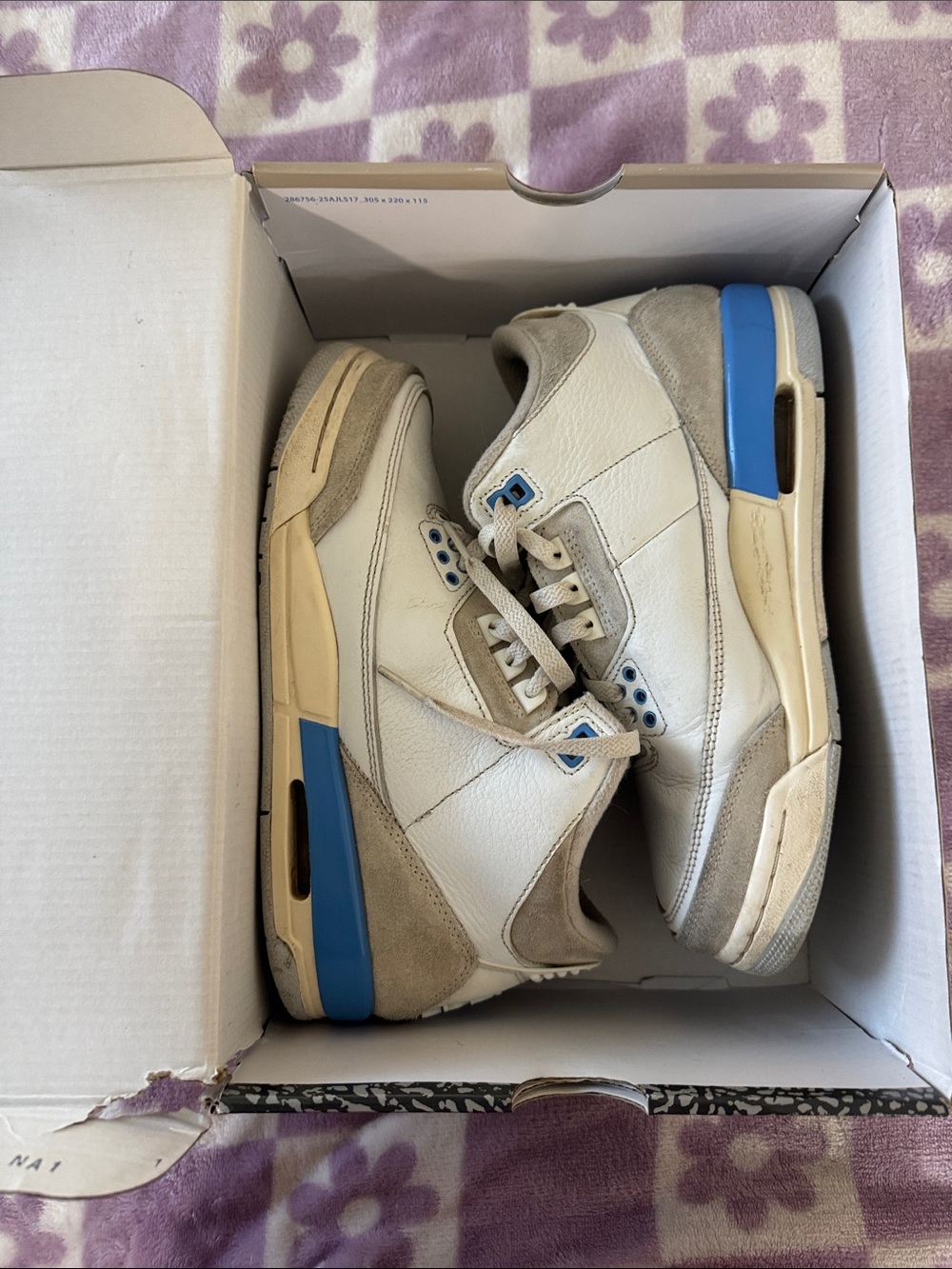 Jordan Retro White and Blue Low-Top Sneakers
